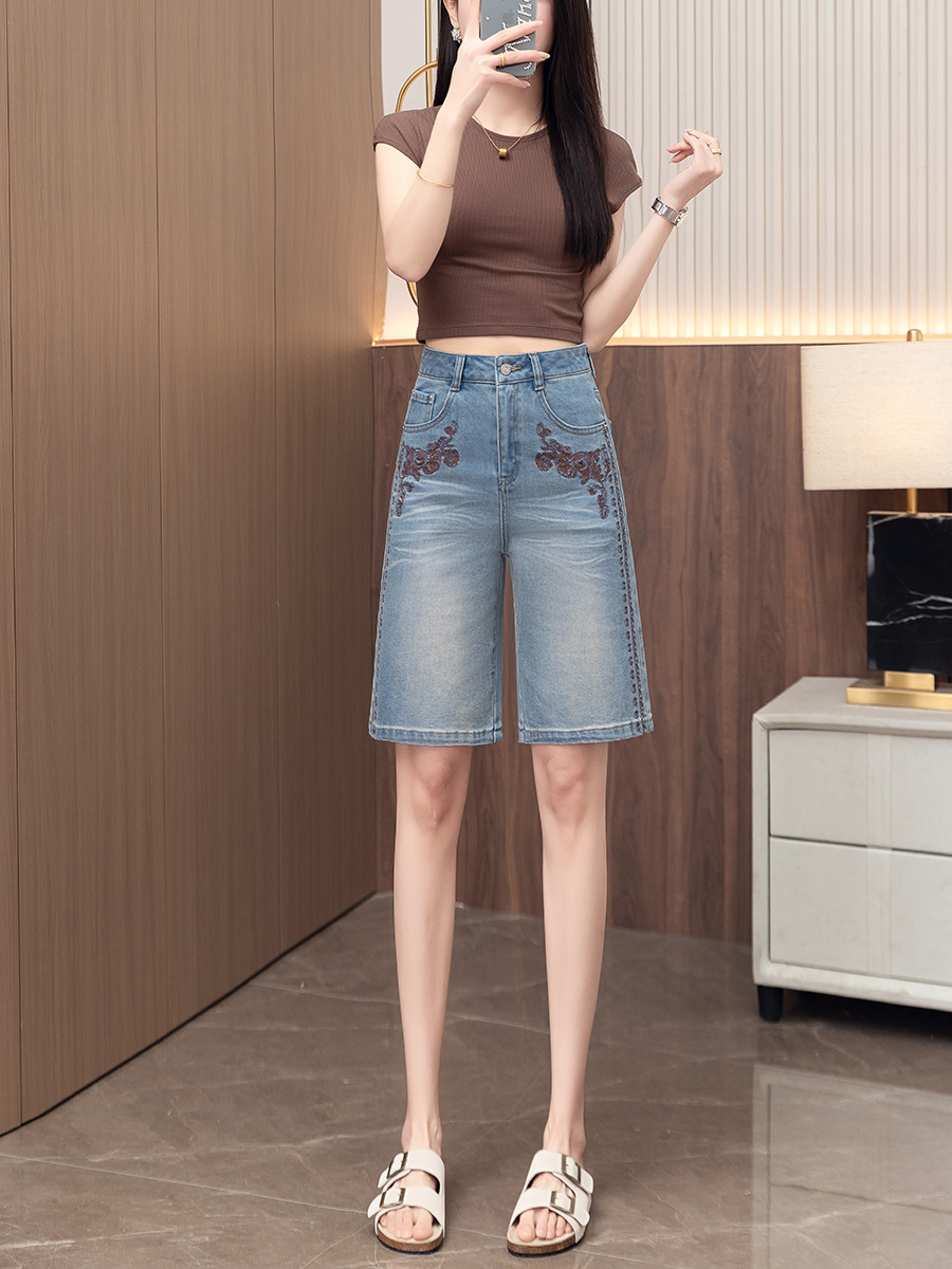 Embroidered Denim Shorts - Image 6