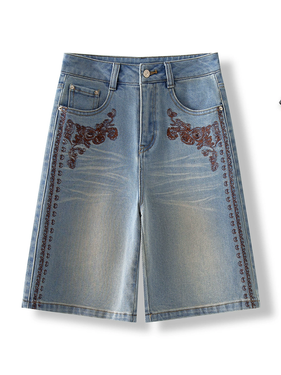 Embroidered Denim Shorts - Image 9