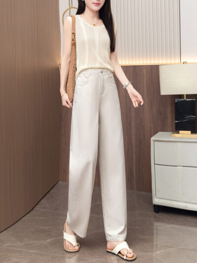 Ice Silk Linen Straight Pants