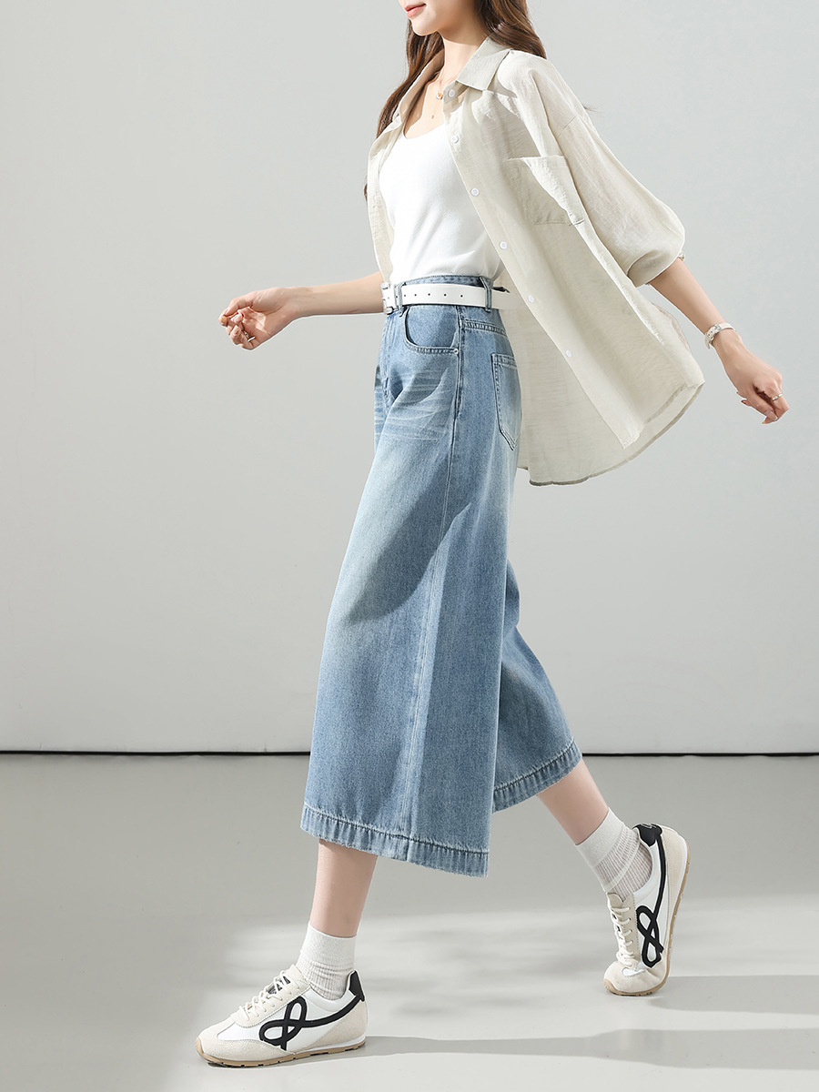 Petite Summer Cropped Wide Leg Jeans - Image 5