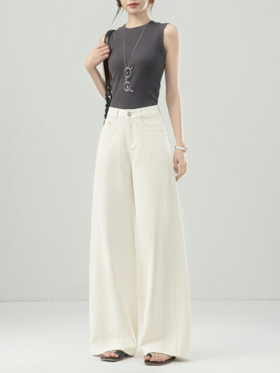 [South Oil Quality] Summer Breathable Silk Esprit Cotton High Waist Leggings Long Straight Jeans Lyocell Cotton