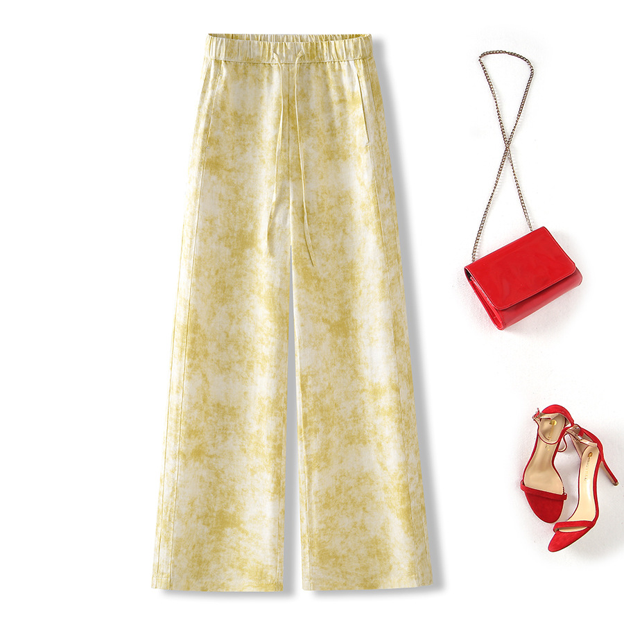 2026 Summer Ink Tencel Linen Elastic Waist Wide Leg Pants Slimming Casual Pants - Image 5