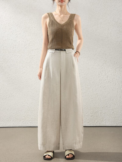 Summer 2026 New Wide Leg Machete Pants Elastic Waist Slim Casual Pants