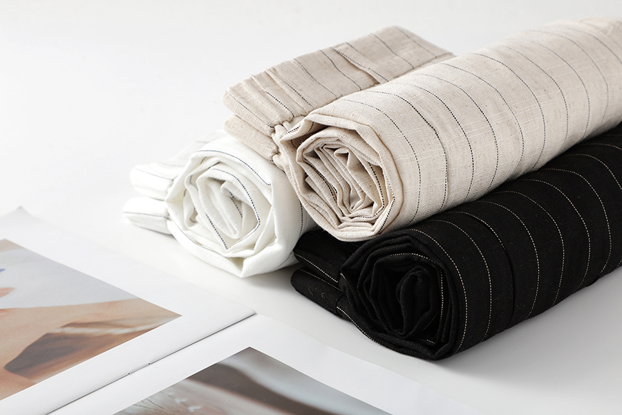 High quality ice silk linen vertical stripe high waist slimming straight leg casual pants with breathable drape feeling narrow version wide leg pants - Image 4