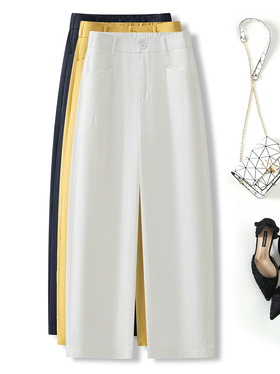 Wide-Leg Cropped Casual Pants