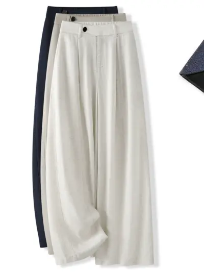 Linen-Tencel Straight Pants