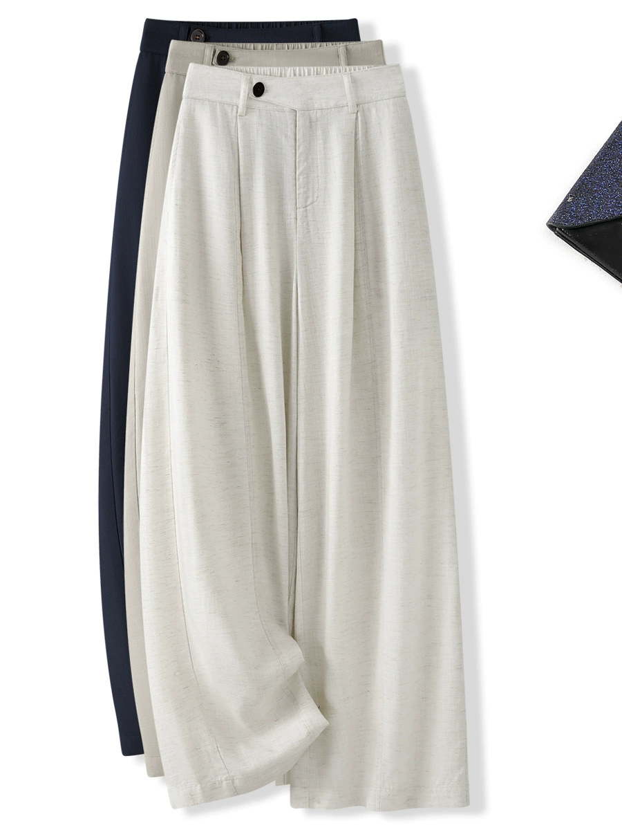 Linen-Tencel Straight Pants