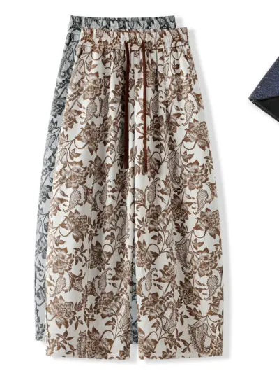 Jacquard Wide-Leg Pants