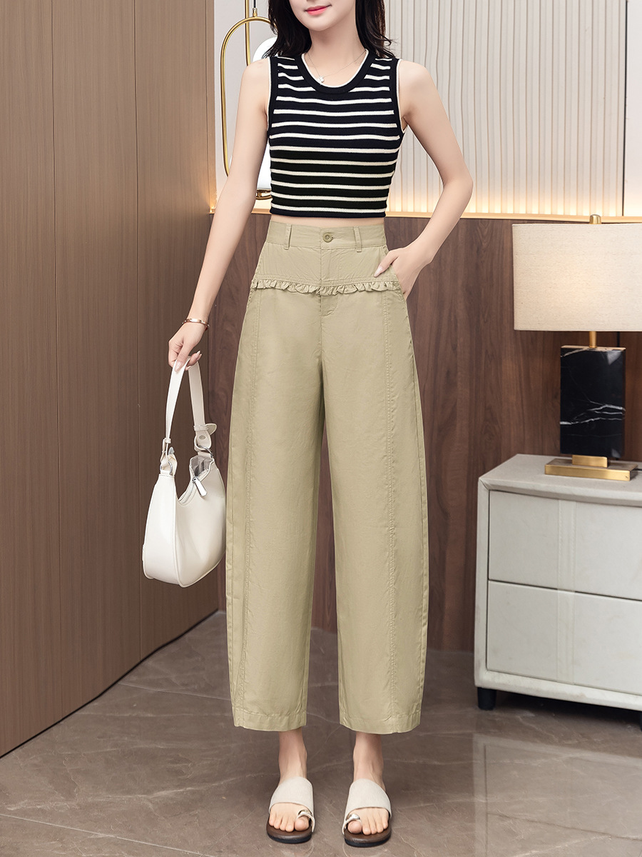 Wide leg casual trousers with tencel worsted cotton (1 Pc Welcome / Low MOQ) - Image 6