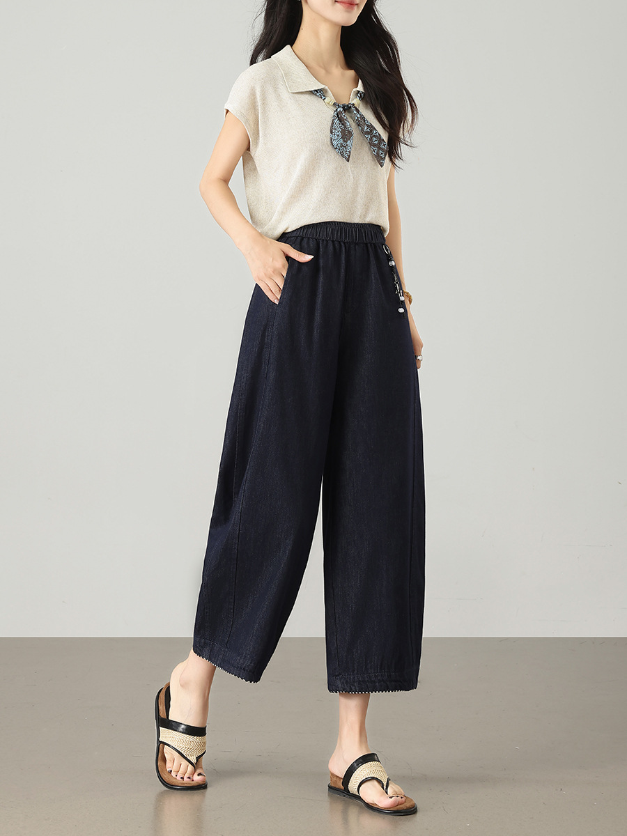 Beautiful Styling Of Splicing Elastic Pants Custom Manufacturing