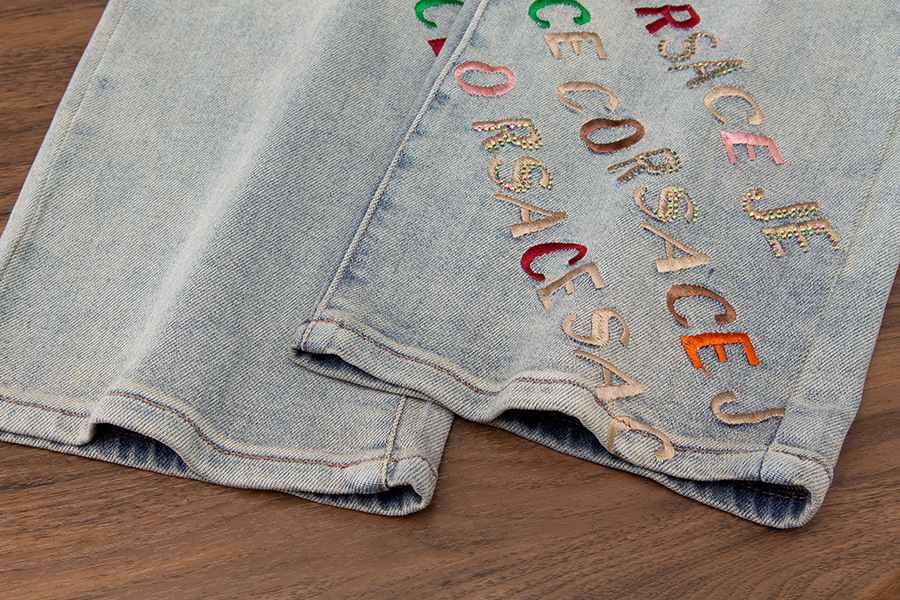 Heavy industry letter embroidery hot diamond wide leg Pants (Factory Direct Price) - Image 10