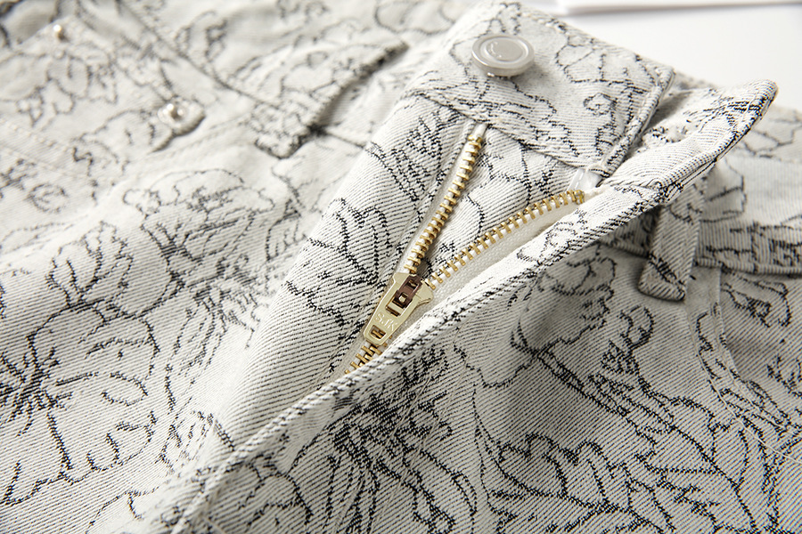 High-waisted jacquard printed straight-leg jeans, (Ready to Ship) - Image 8