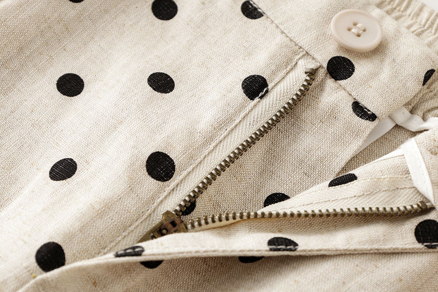 Women's Petite Cotton Linen Blend Elastic Waist Polka Pants (Ready to Ship) - Image 9