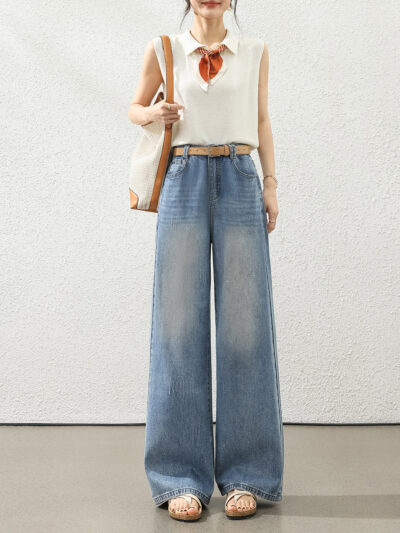 Spring Summer 2026 New Straight Leg Jeans Wide Leg Pants High Waist Slim Fashion Bronze