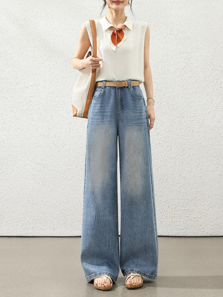 Spring Summer 2026 New Straight Leg Jeans Wide Leg Pants High Waist Slim Fashion Bronze