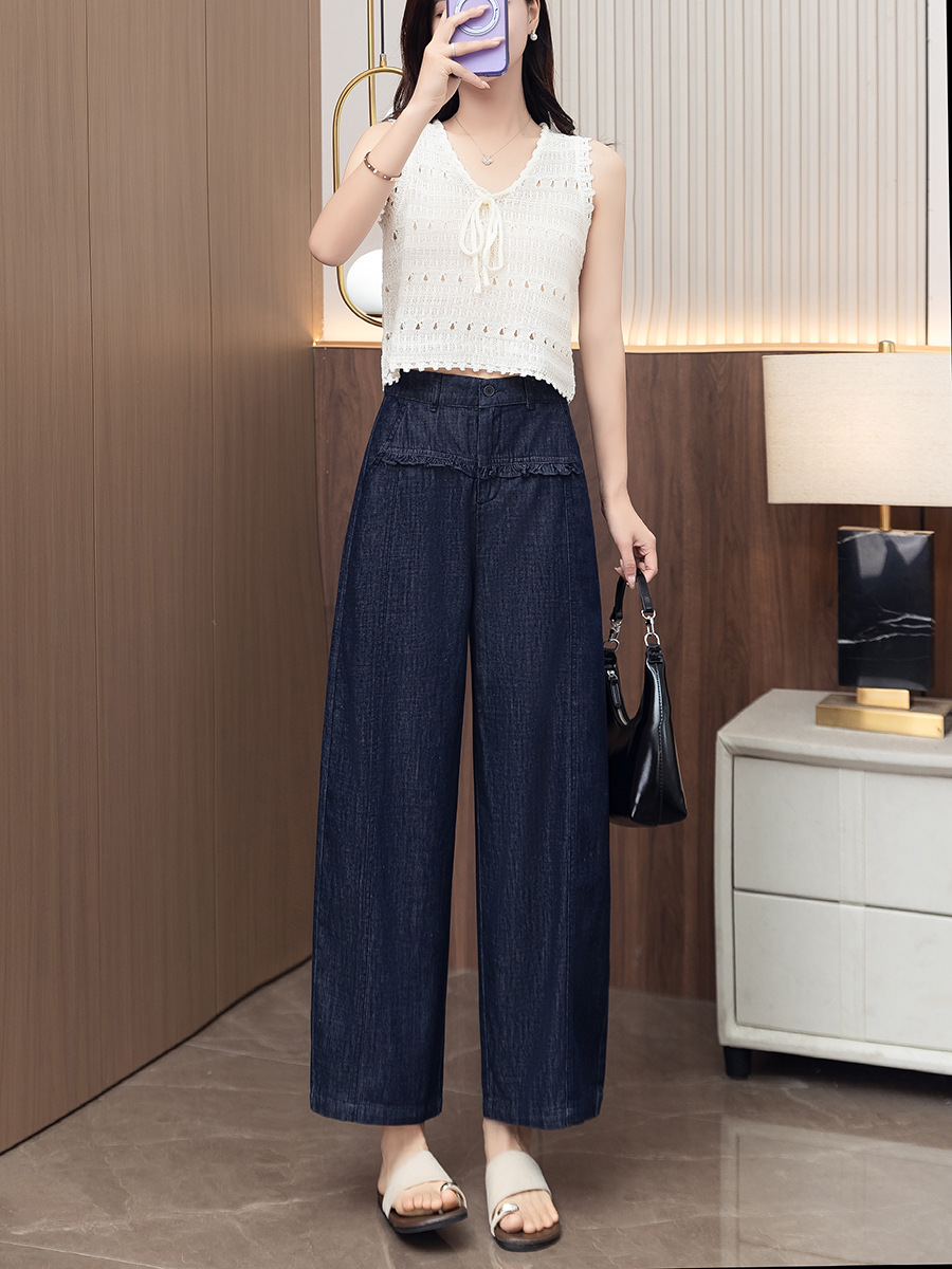 Wide leg casual trousers with tencel worsted cotton (1 Pc Welcome / Low MOQ) - Image 17