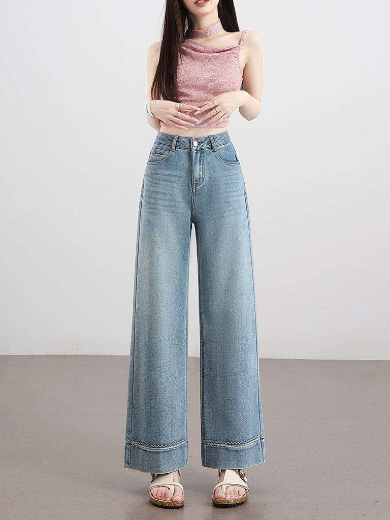 Summer 2026 new wide leg jeans straight leg ankle length pants small height slim