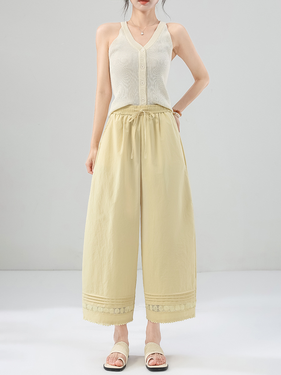 Petite lace white wide-leg casual pants (Ready to Ship) - Image 4