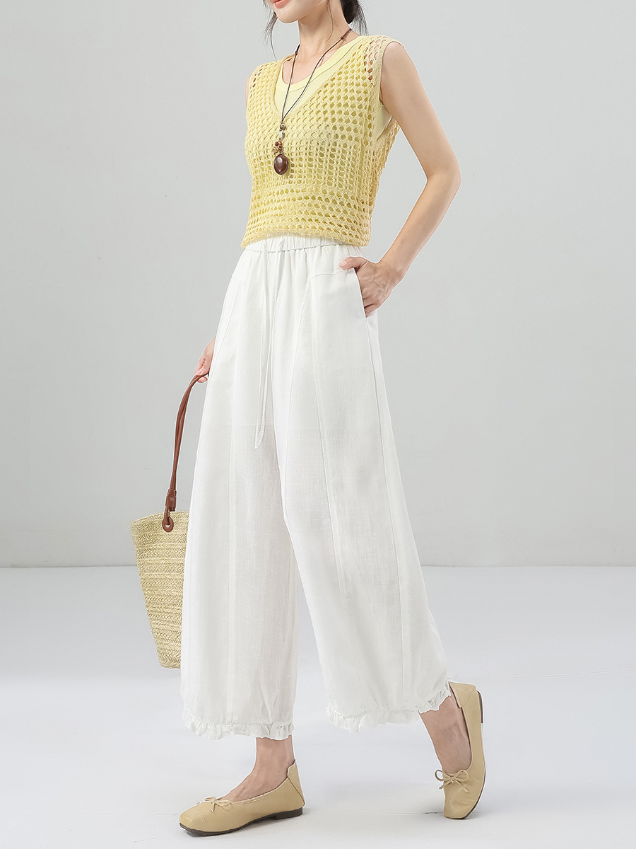 2026 Summer New Tencel Linen Cropped Pants Flower (Factory Direct Price) - Image 7