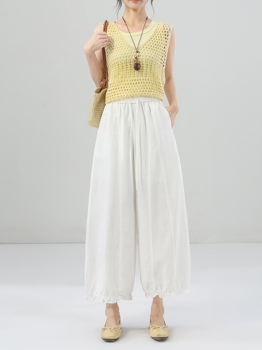 2026 Summer New Tencel Linen Cropped Pants Flower (Factory Direct Price)
