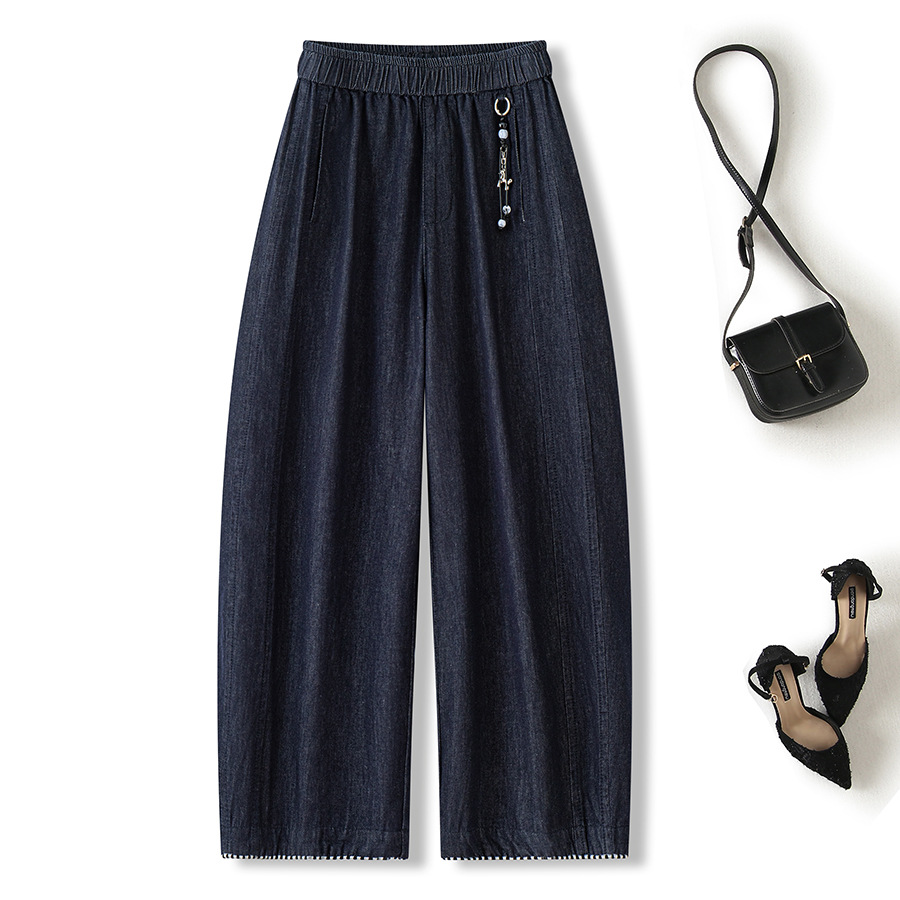 Close-Up Of Elegant Splicing Elastic Pants For Women