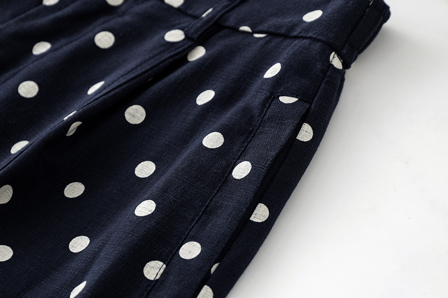 Women's Petite Cotton Linen Blend Elastic Waist Polka Pants (Ready to Ship) - Image 14