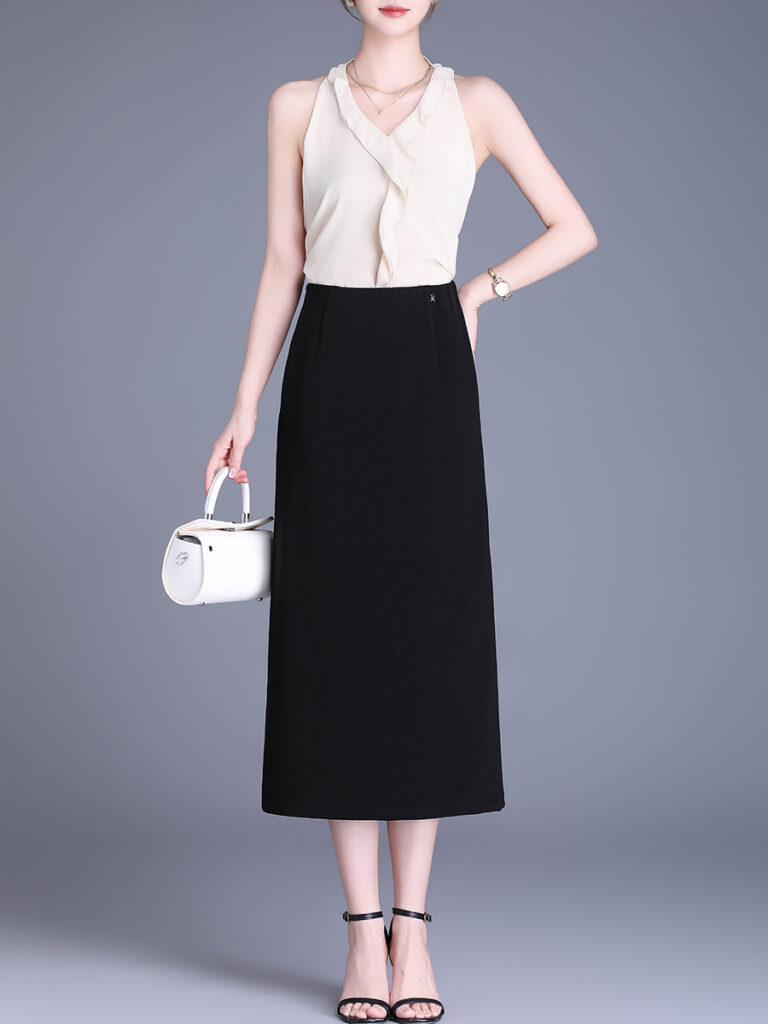 2026 new elastic waist back slit height straight skirt (Ready to Ship)