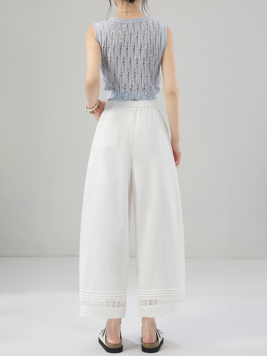 Petite lace white wide-leg casual pants (Ready to Ship) - Image 8
