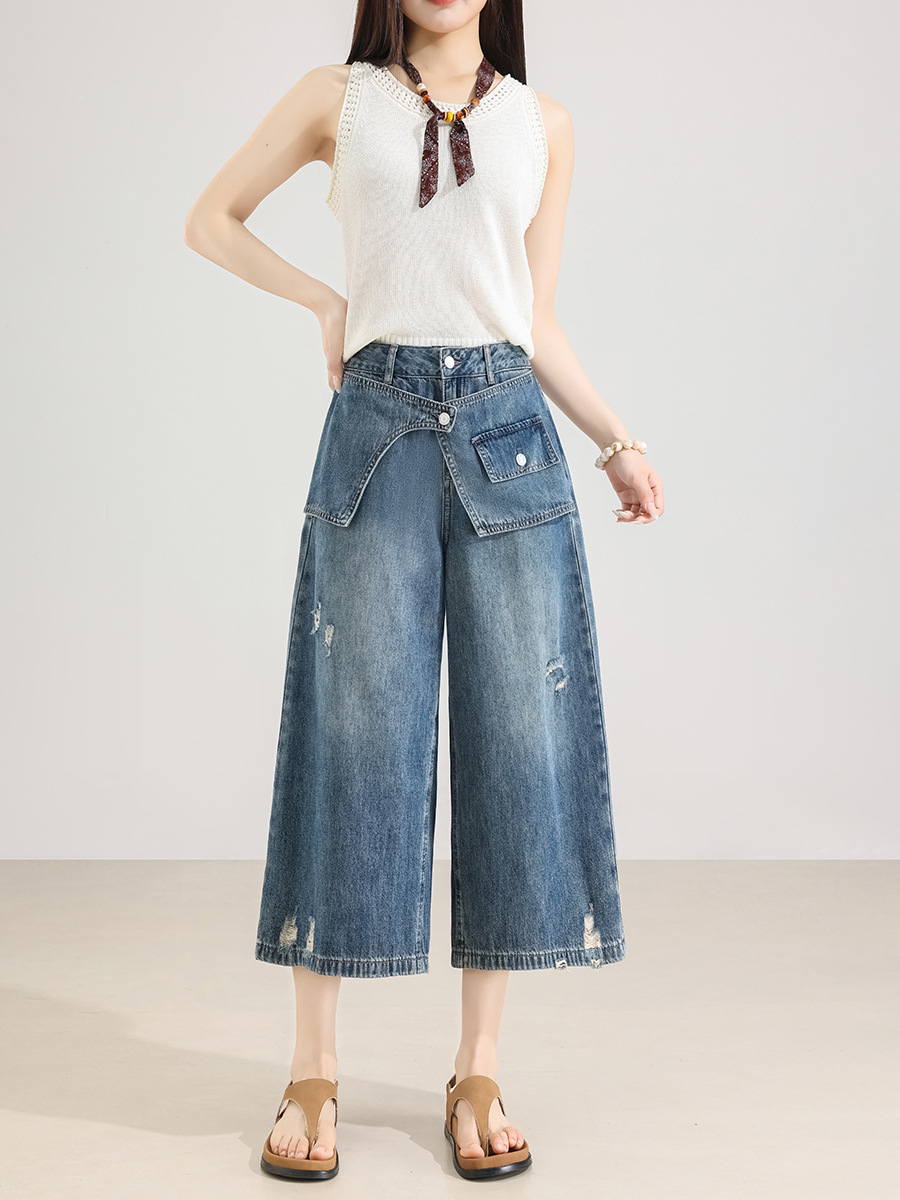 Beautiful Styling Of Solid Distressed Jeans Clothing Manufacturer