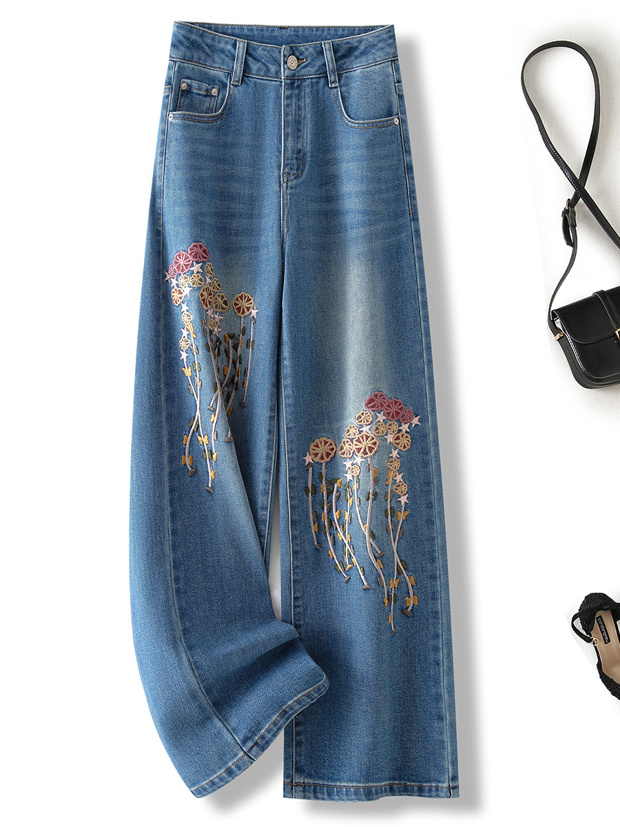 Designer embroidered jeans, high waist, slim straight (Factory Direct Price) - Image 5