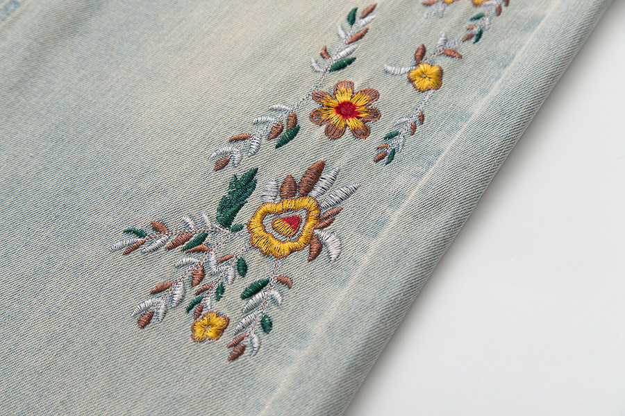 Retro heavy embroidery high waist slim denim skirt, (Ready to Ship) - Image 9