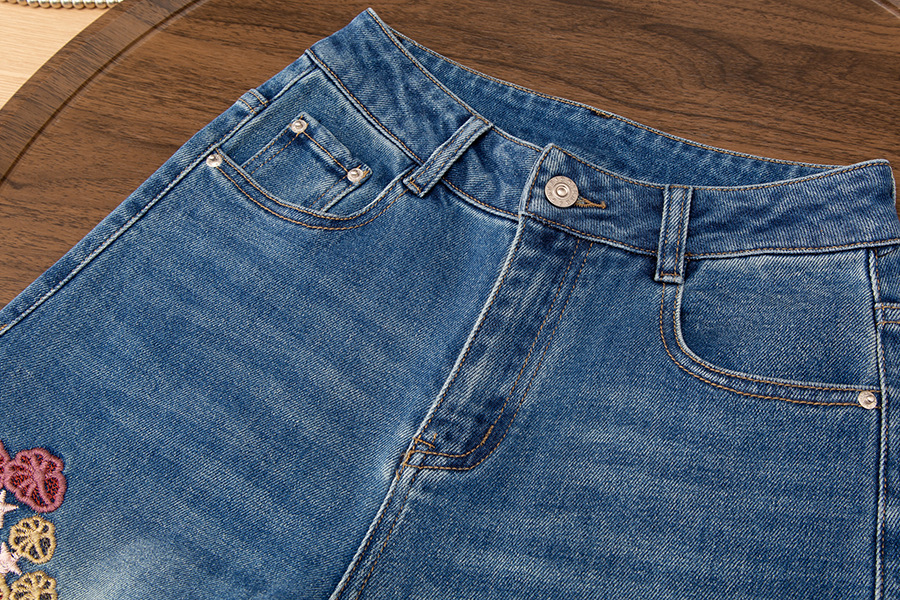Designer embroidered jeans, high waist, slim straight (Factory Direct Price) - Image 7