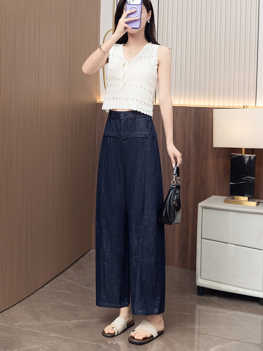 Wide leg casual trousers with tencel worsted cotton (1 Pc Welcome / Low MOQ) - Image 18