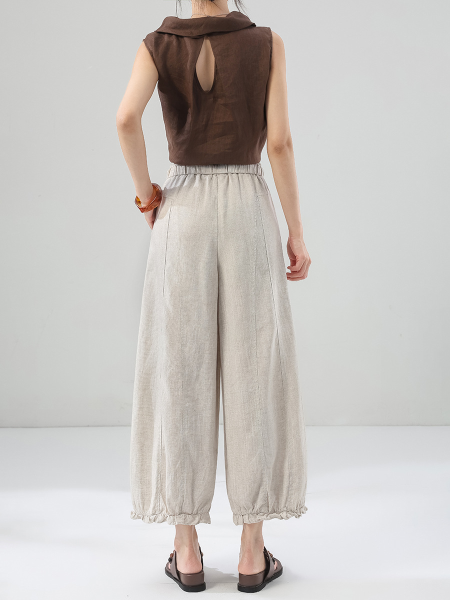 2026 Summer New Tencel Linen Cropped Pants Flower (Factory Direct Price) - Image 5