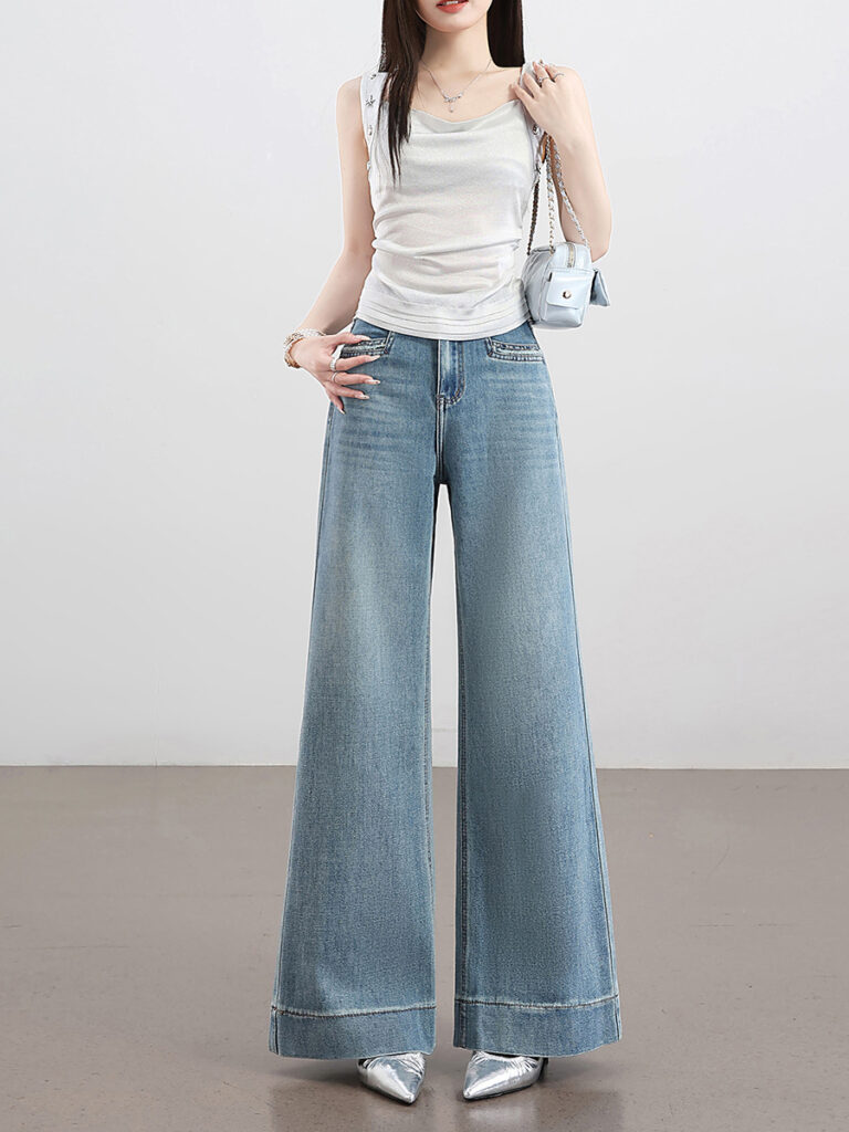 Spring-summer 2026 new high waist slim flared trousers flared jeans