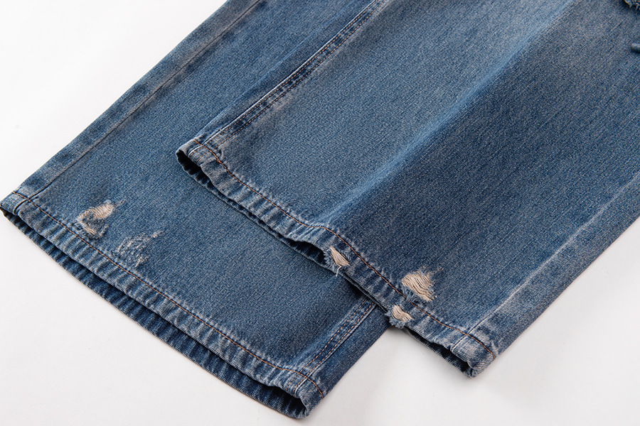 Fabric Texture Of Premium Solid Distressed Jeans Boutique Wholesale