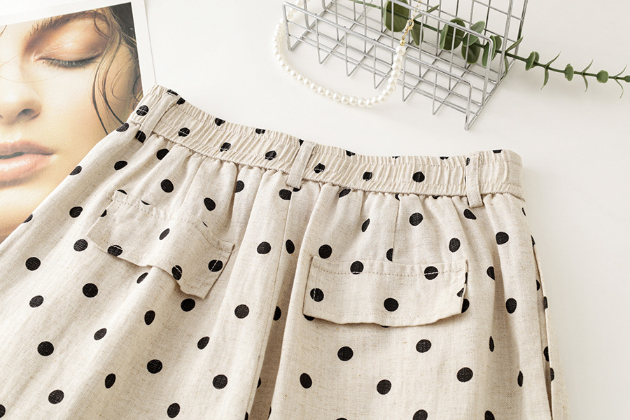 Women's Petite Cotton Linen Blend Elastic Waist Polka Pants (Ready to Ship) - Image 10