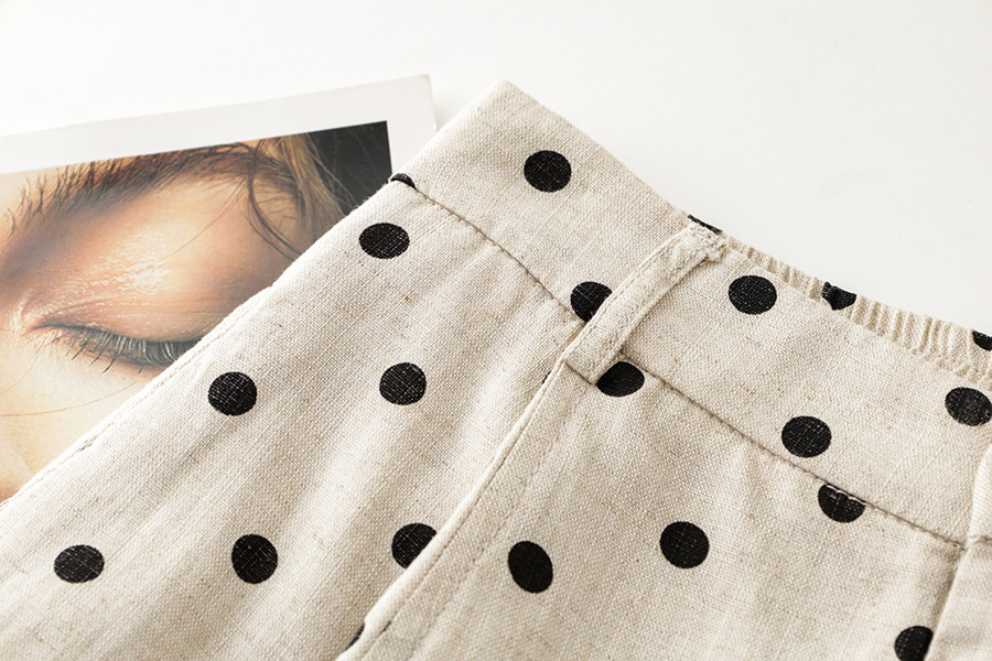 Women's Petite Cotton Linen Blend Elastic Waist Polka Pants (Ready to Ship) - Image 7