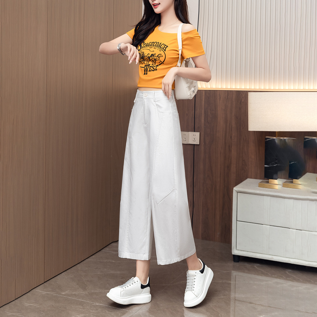 Tencel Cotton Petite Ninth Wide Leg Casual Pants (Ready to Ship) - Image 13