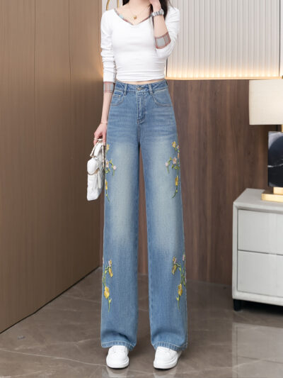 Nanyou high-quality hot heavy embroidered jeans for (Ready to Ship)