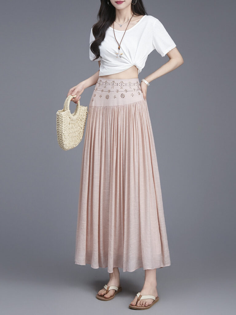 Romantic Rhinestone Embellished Maxi Skirt