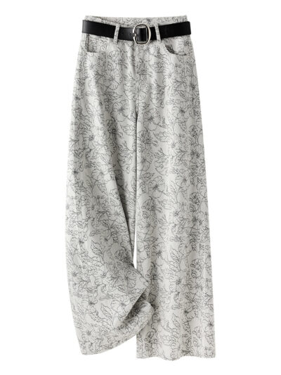 High-waisted jacquard printed straight-leg jeans, (Ready to Ship)