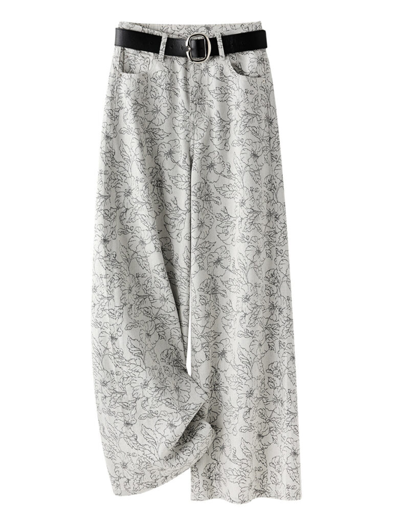 High-waisted jacquard printed straight-leg jeans, (Ready to Ship)