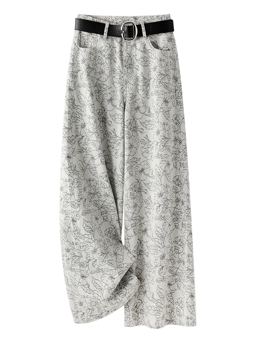 High-waisted jacquard printed straight-leg jeans, (Ready to Ship)