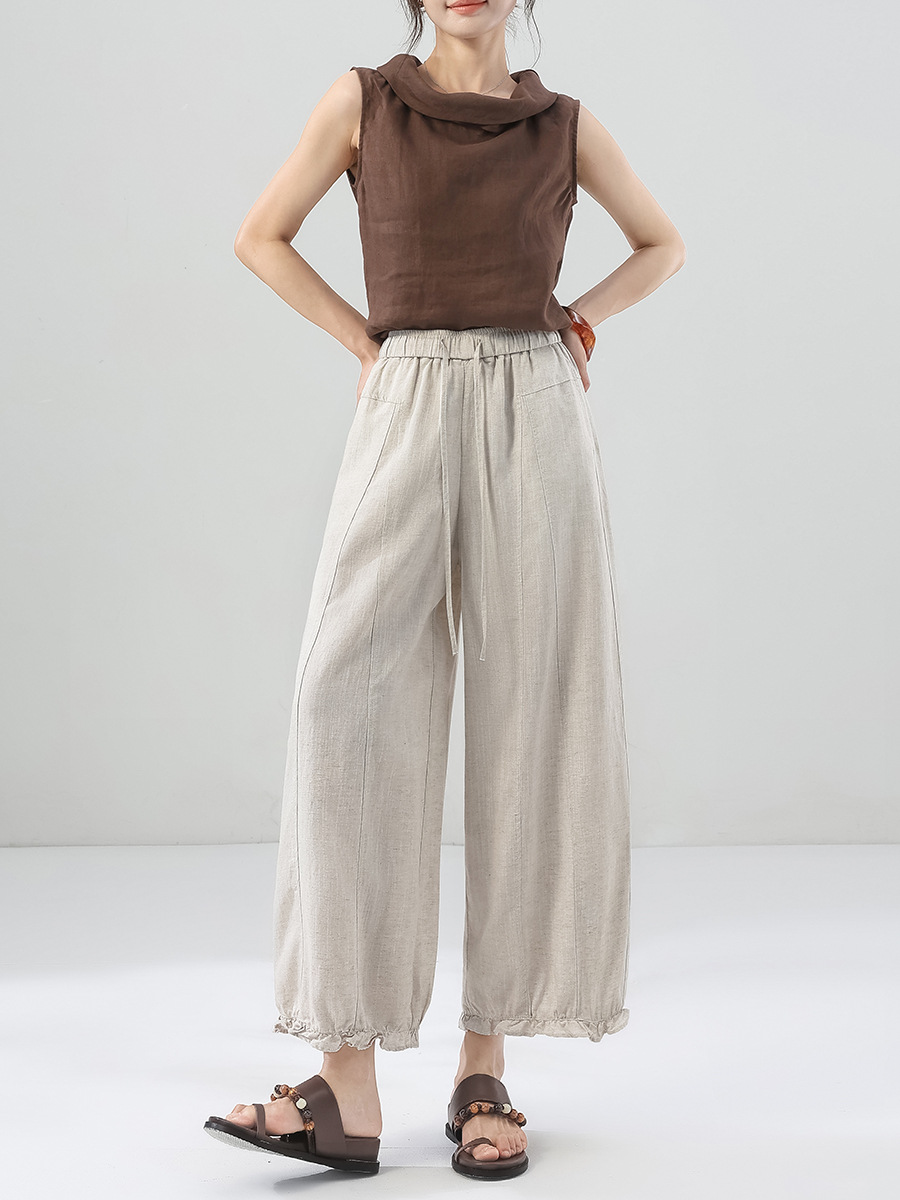 2026 Summer New Tencel Linen Cropped Pants Flower (Factory Direct Price) - Image 4
