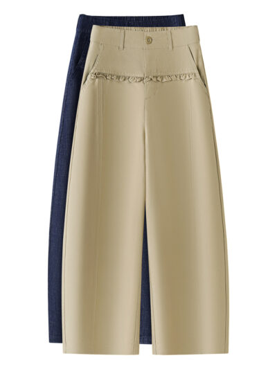 Wide leg casual trousers with tencel worsted cotton (1 Pc Welcome / Low MOQ)