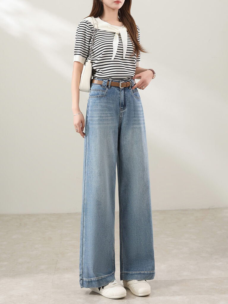 Summer 2026 New Ninth Pants Small High Waist Slim Straight Leg Jeans Wide Leg Pants