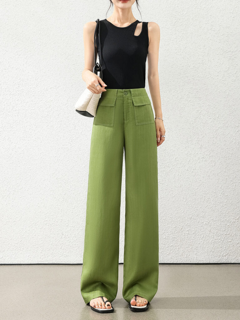 Tencel linen high waist slightly elastic loose Pants (1 Pc Welcome / Low MOQ)