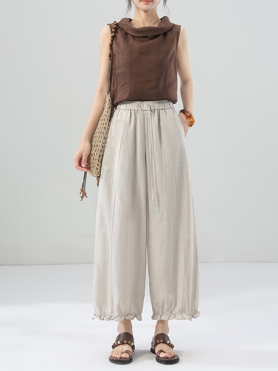 2026 Summer New Tencel Linen Cropped Pants Flower (Factory Direct Price) - Image 3