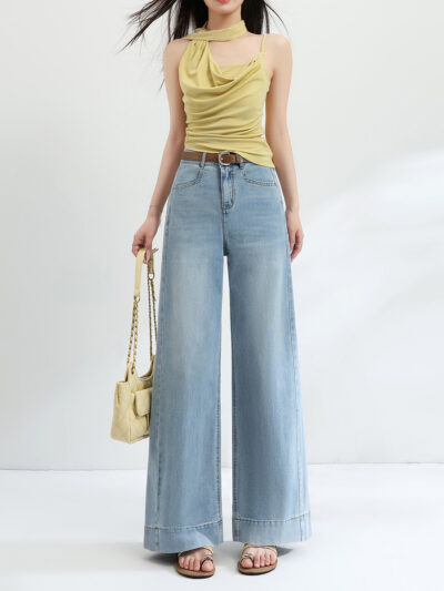 New high waist slim wide leg jeans spring-summer 2026
